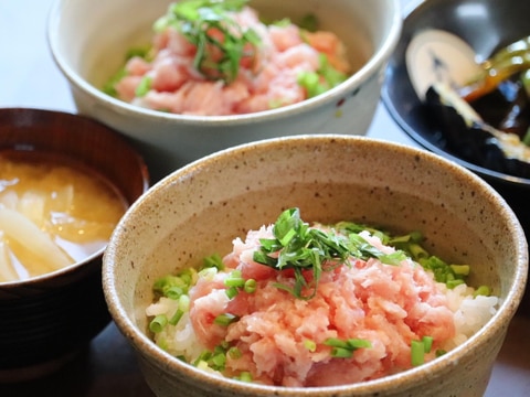 酢飯でさっぱり　お手軽　簡単　ネギトロ丼